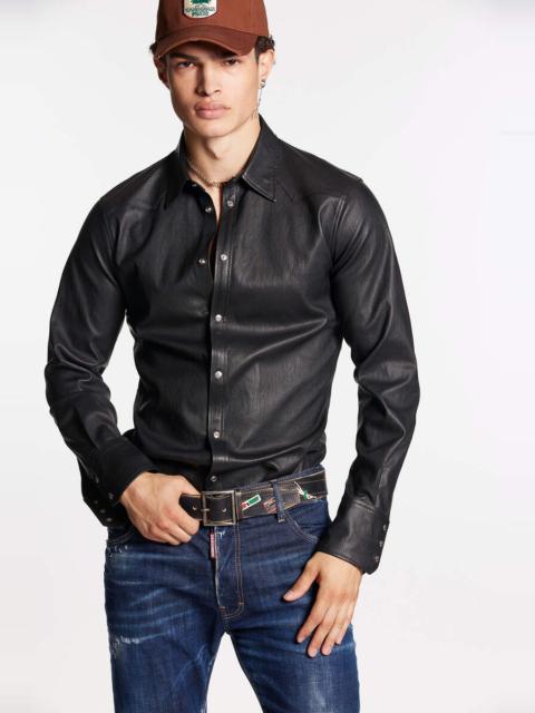 DSQUARED2 LEATHER CLASSIC WESTERN SLIM SHIRT