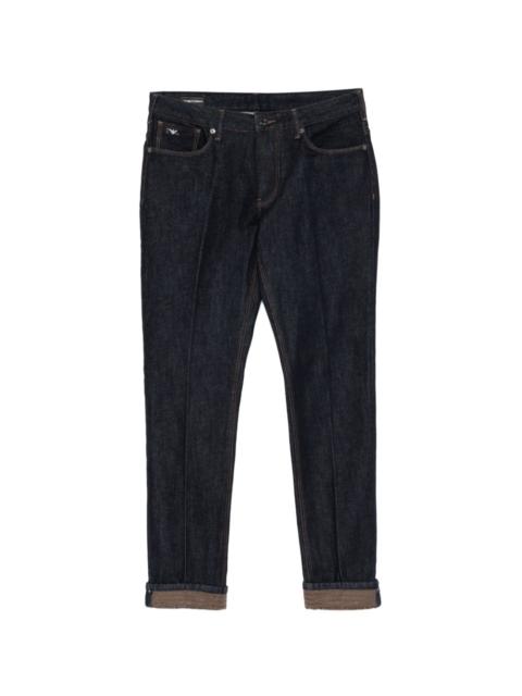 EMPORIO ARMANI five-pockets logo-plaque jeans