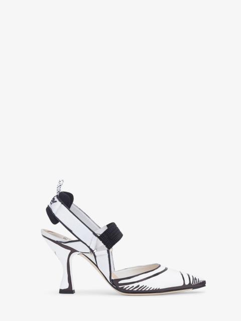 FENDI White leather Colibrì slingbacks