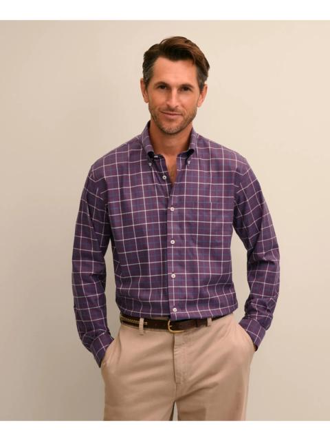 Brooks Brothers Stretch Cotton Non-Iron Twill Button Down Collar, Windowpane Sport Shirt