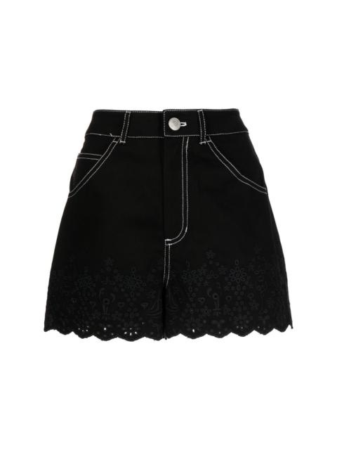 embroidered fitted shorts