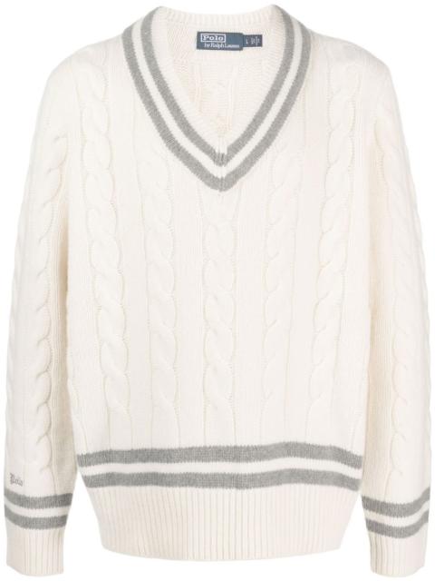Polo Ralph Lauren tipped V-neck cable-knit jumper