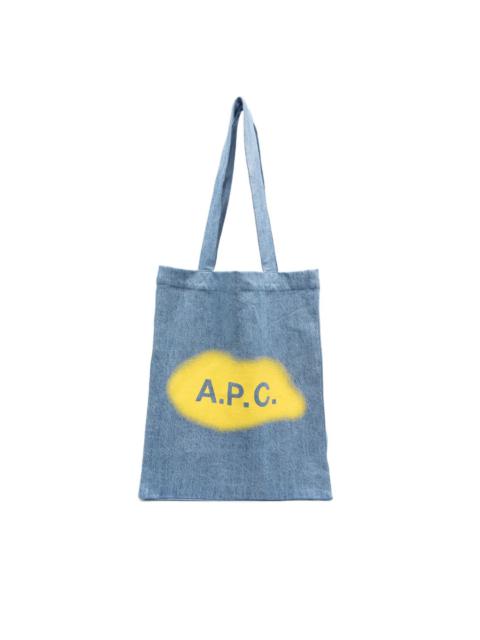 A.P.C. logo-print denim tote bag