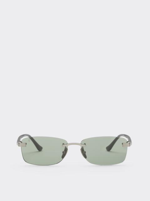 Ferrari Ferrari sunglasses in  brushed silver titanium and acetate with green lenses