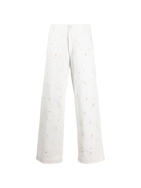 paint splatter-detail cotton jeans