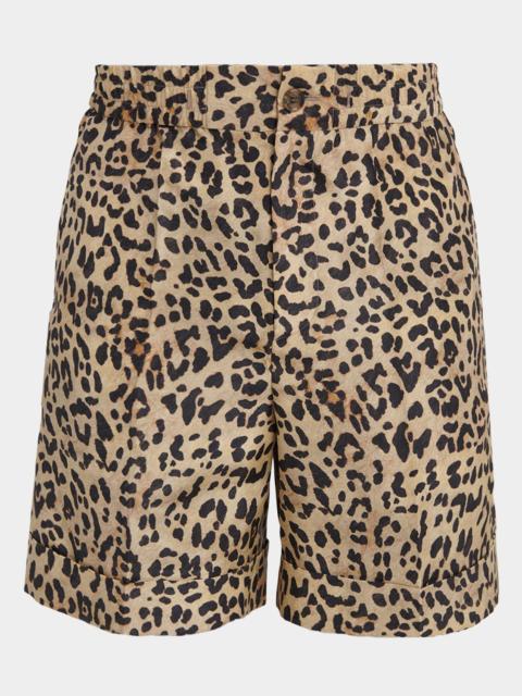 Valentino Men's Silk Leopard-Print Bermuda Shorts