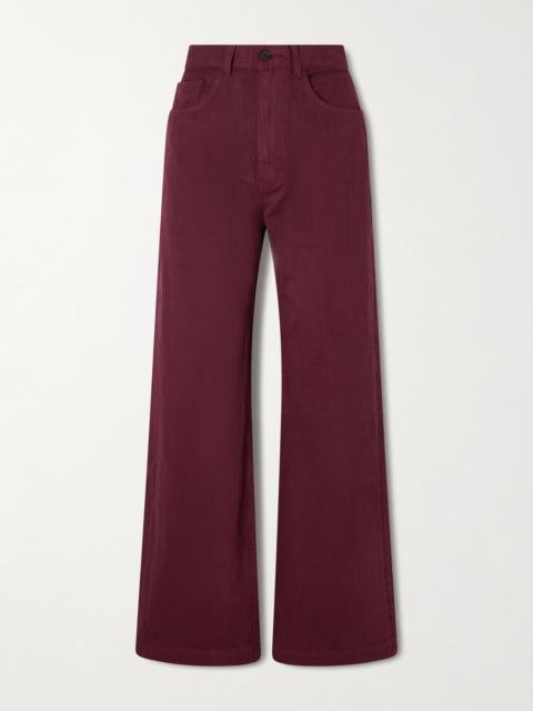 The Elder Statesman Herringbone cotton wide-leg pants Burgundy