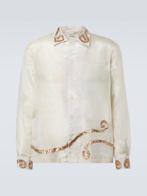 BODE Lido appliqué semi-sheer shirt