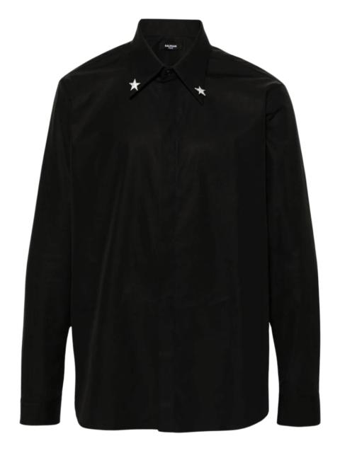 Balmain Embroidered Star Collar Cotton Shirt