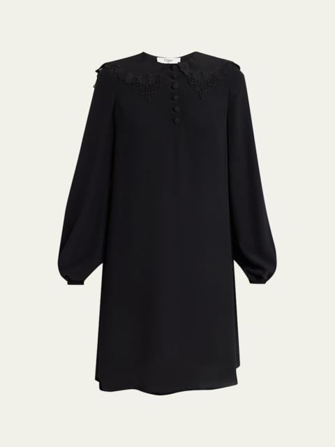 Chloé Floral Embroidered Silk Knee-Length Dress