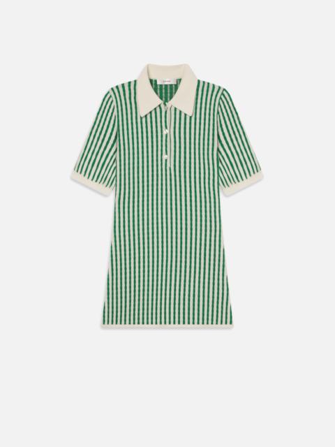 FRAME The Cable Polo Dress in Kelly Green Multi