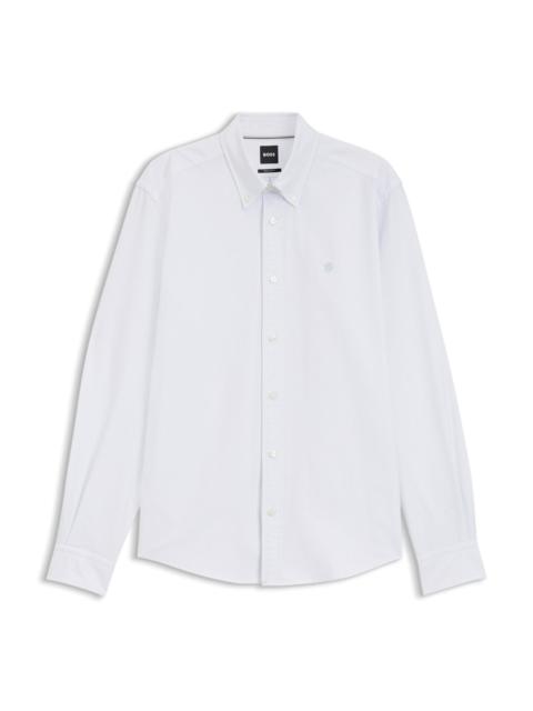 BOSS REGULAR-FIT BUTTON-DOWN SHIRT IN STRIPED OXFORD COTTON
