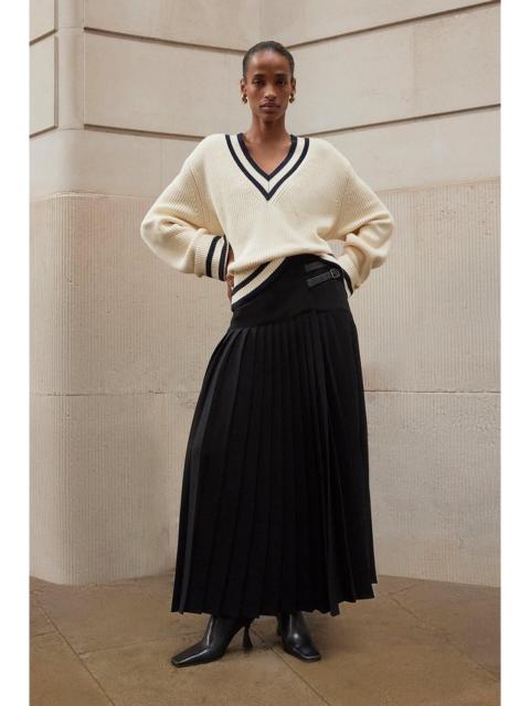 KAREN MILLEN Cotton V Neck Knit Boxy Jumper