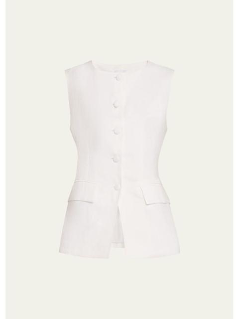 AEXAE Button-Front Linen Vest