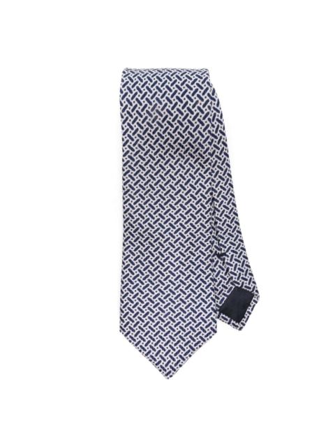 graphic-print cotton blend tie