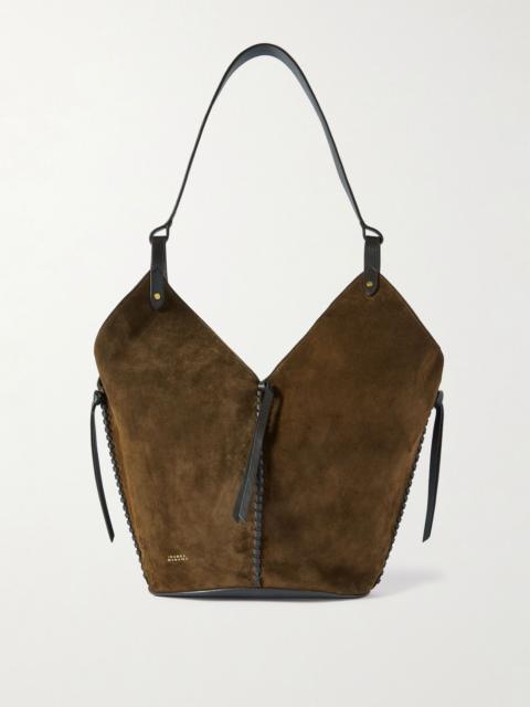 Isabel Marant Tampa leather-trimmed suede tote Brown