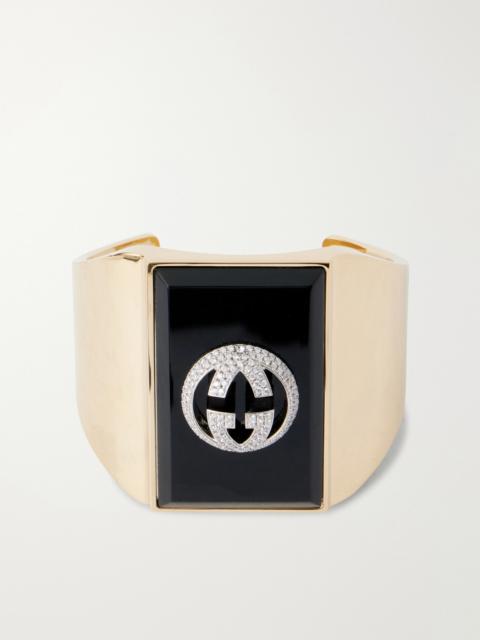 GUCCI Gold-tone Zircon And Enamel Bangle