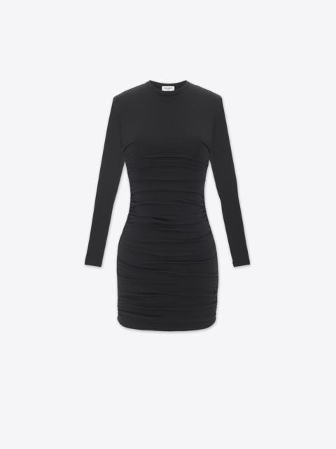 SAINT LAURENT ruched dress in wool jersey