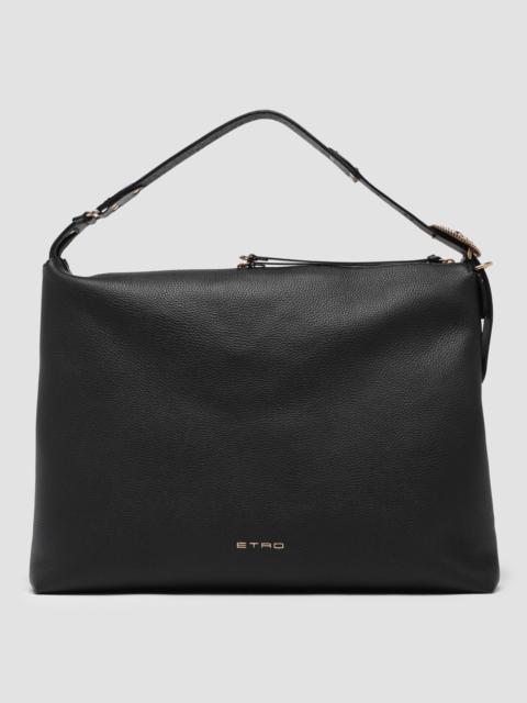 Etro Women's Large Tumbled Leather Hobo Shoulder Bag - Nero