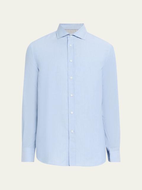 Brunello Cucinelli Men's Cotton and Cashmere Diagonal Flannel Button-Down Shirt