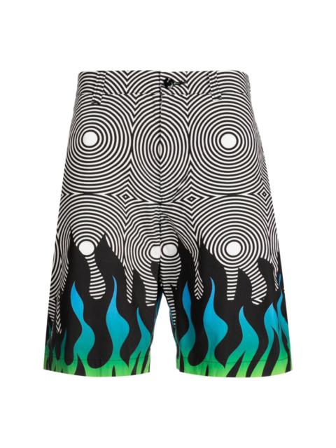 abstract-pattern cotton chino shorts