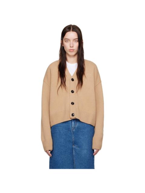 AMI Paris Beige Embossed Ami de Coeur Cardigan