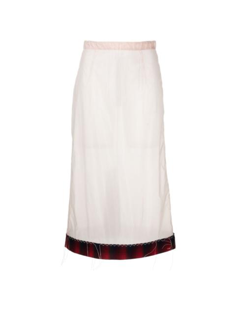 Pendleton-check-hem sheer skirt
