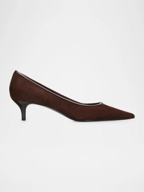 TORY BURCH 45mm Double T Buckle Suede Pumps
