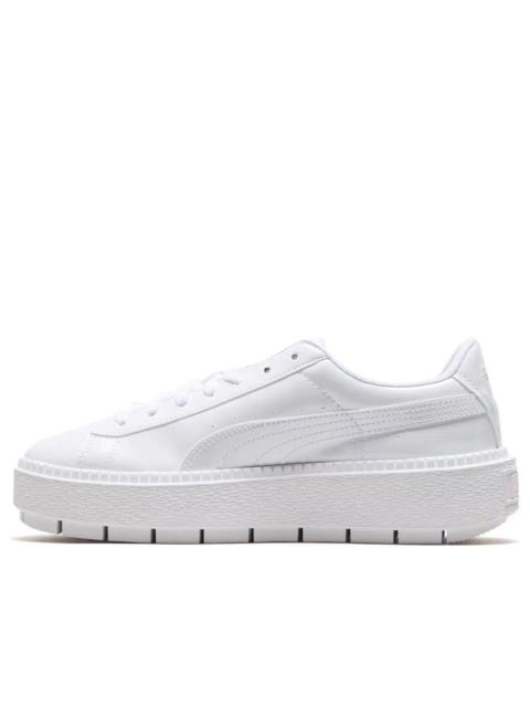 PUMA (WMNS) PUMA Basket Platform Retro Low Tops Casual Skateboarding Shoes Unisex White 367046-01