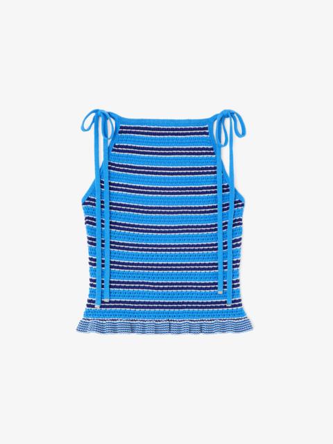 GANNI TOP IN STRIPED POINTELLE