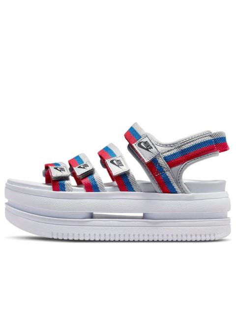 (WMNS) Nike Icon Classic Velcro Thick Sole Stylish Sports White Blue Red Sandals 'White Blue Red' DH