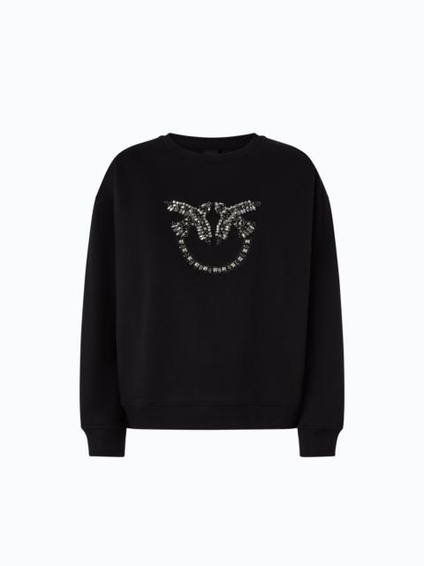 PINKO SWEATSHIRT WITH BEJEWELLED LOVE BIRDS LOGO