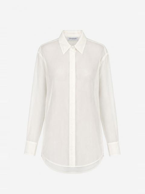 SPRWMN WHITE SILK ORGANZA OVERSIZED SHIRT