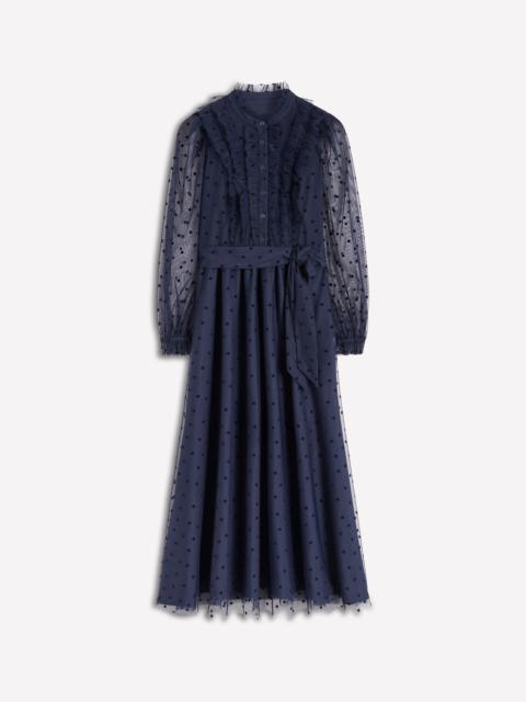 BODEN Tulle Ruffle Maxi Dress-Navy