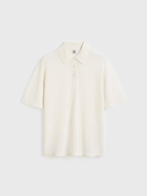 TOTEME Wool-silk polo shirt white