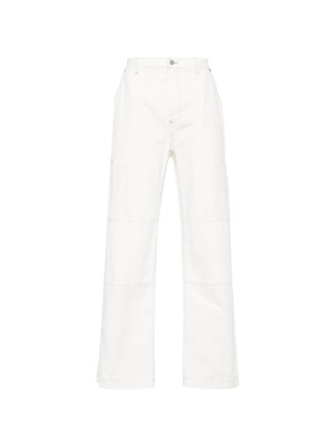 embroidered-logo straight-leg trousers