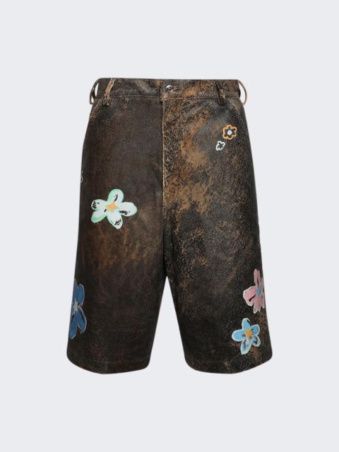 NAHMIAS Super Bloom Lambskin Carpenter Shorts Brown Leather