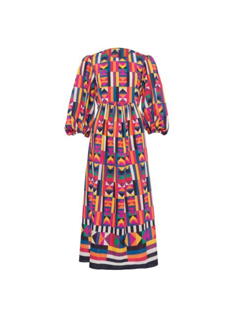 ERES geometric-print puff-sleeve dress