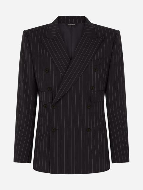 Double-breasted pinstripe stretch wool Sicily-fit suit