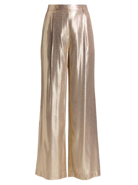 RAMY BROOK Women's Izzy Metallic Silk-Blend Wide-Leg Pants - Gold