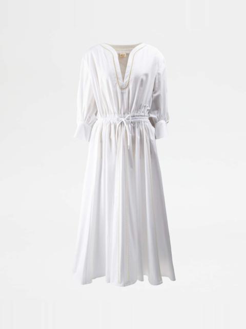 Tod's DRESS IN POPLIN - WHITE