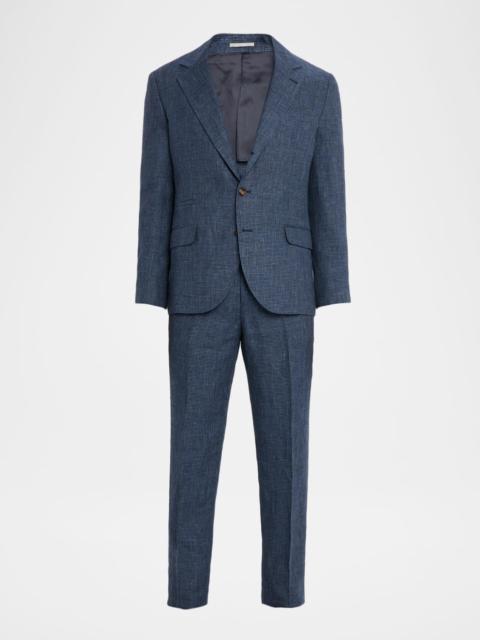 Brunello Cucinelli Men's Linen Houndstooth Two-Piece Suit