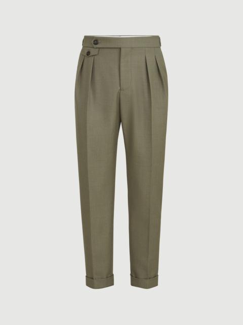 Brunello Cucinelli Virgin wool diagonal trousers with reversed double pleats and waist tabs