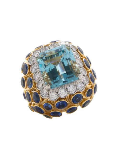 DAVID WEBB Aquamarine Sapphire Couture Tiered Ring
