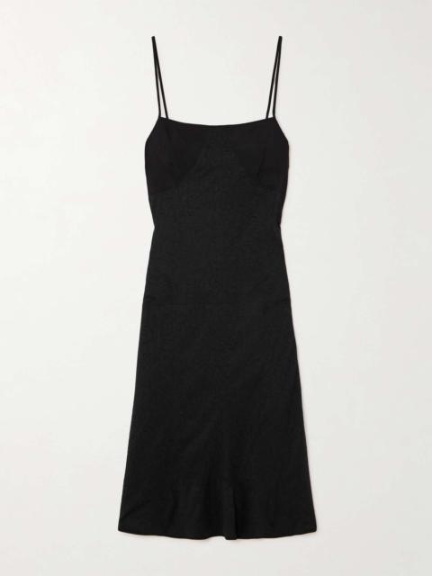 Jil Sander Satin and lace midi dress