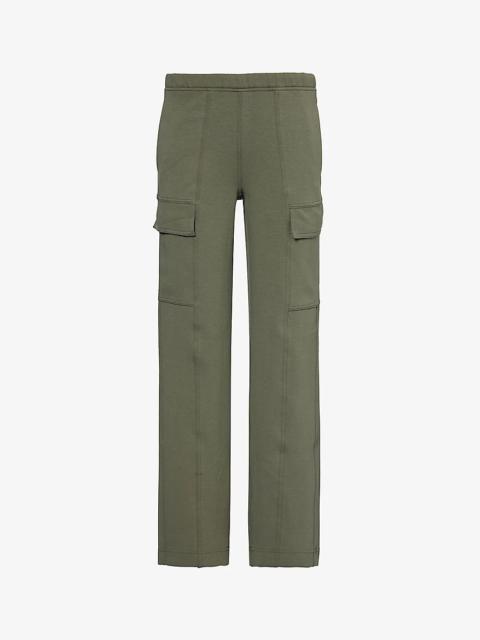 Cargo double-knit straight-leg mid-rise recycled polyester-blend trousers