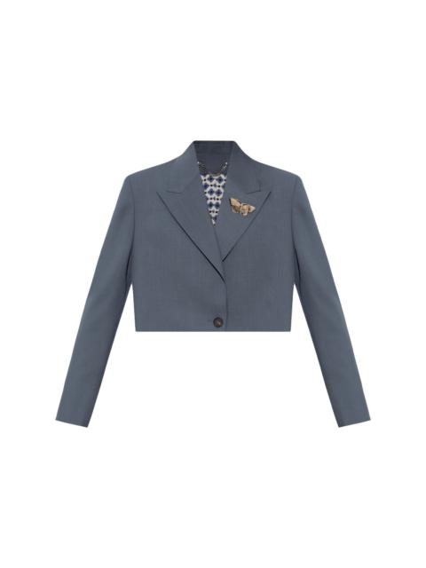 brooch detail cropped jacket