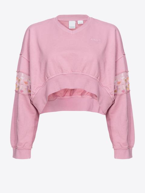 SHORT SWEATSHIRT WITH HAND-EMBROIDERED DETAIL