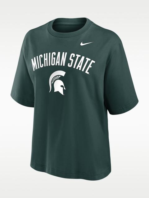 Nike Michigan State Arch Over Logo Boxy Women's Nike College T-Shirt