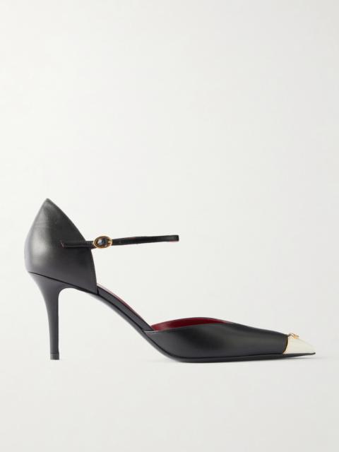 Valentino 75 Logo-embellished Leather Pumps